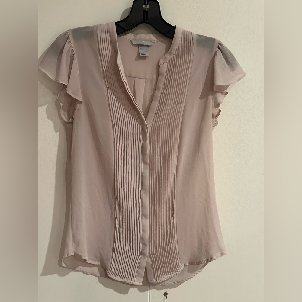 H&M Light Pink Pleated Blouse